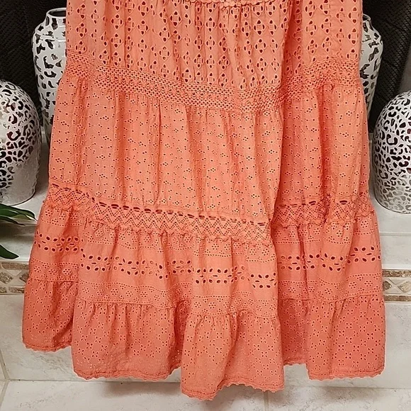 🧡 BOSTON PROPER Apricot OMBRE Crochet Maxi Skirt 🧡